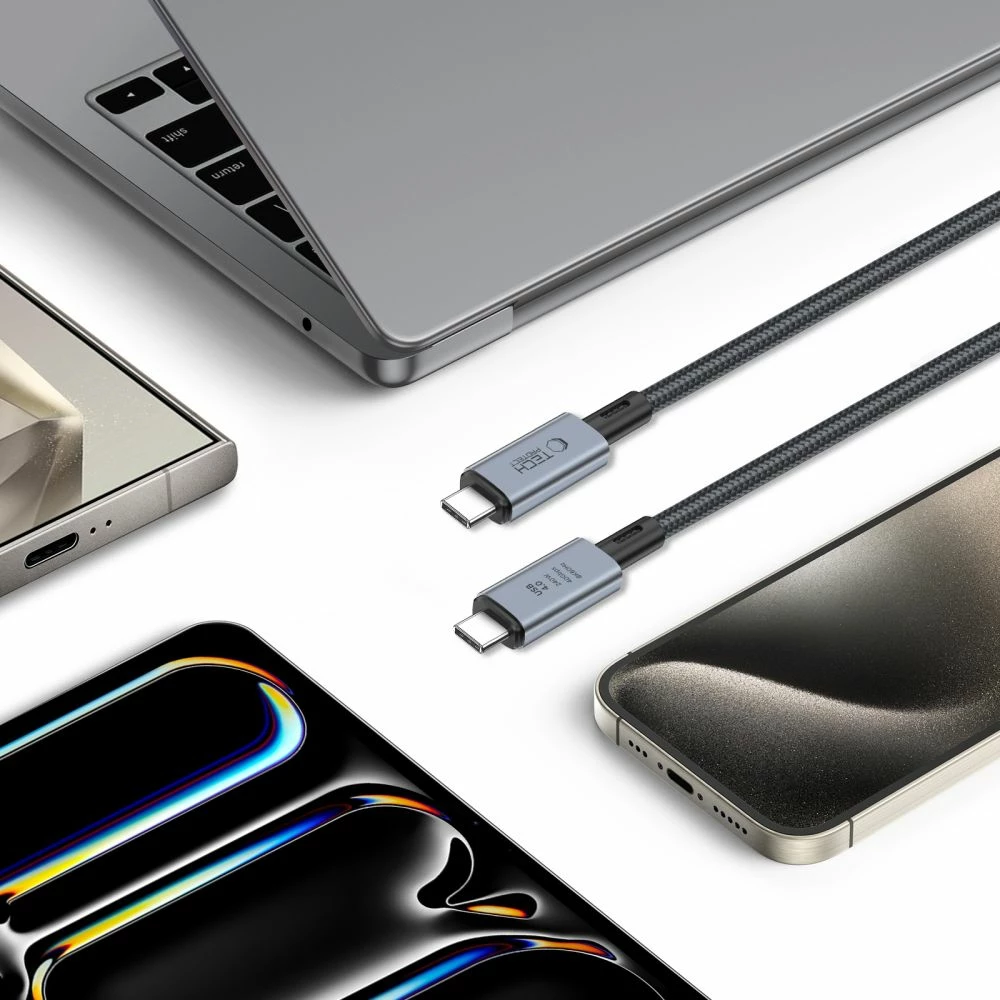 Kabllo USB-C 4.0 Tech-Protect UltraBoost Max, 1m, 240W, 40Gbps, Gri