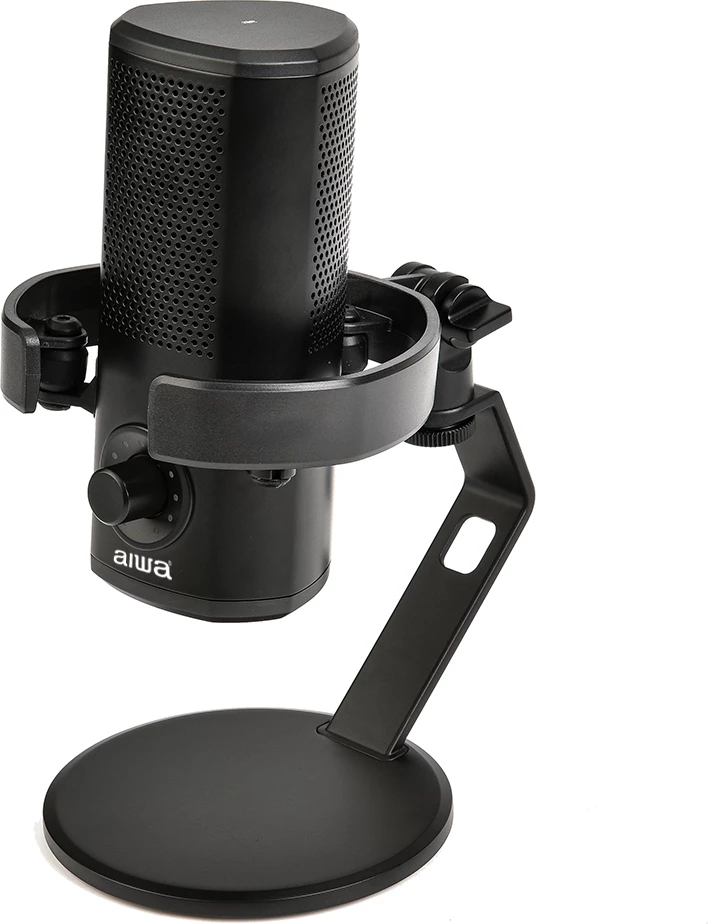 Mikrofon USB kondensator Aiwa PDM-10, 24-bit/96 kHz, me mbajtëse tavoline, e zezë