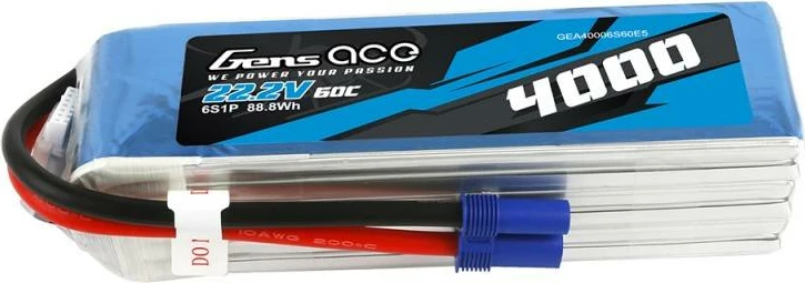 Bateri LiPo Gens ace 4000mAh 22.2V 60C 6S1P me lidhës EC5