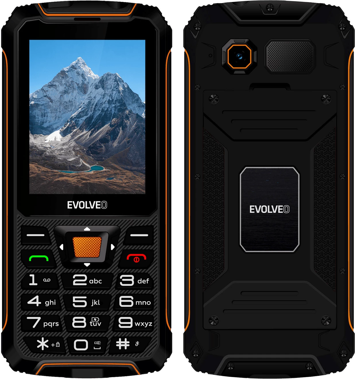 Celular me butona EVOLVEO StrongPhone SGP-Z6, IP68, 2 SIM, bateri 4000 mAh, ekran 2.8", i zi/portokalli