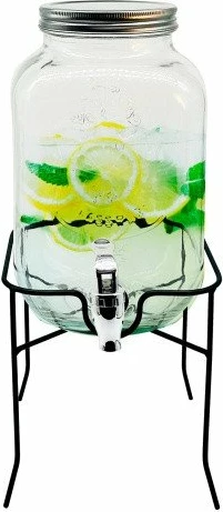 Kavanoz për pije me rubinet Adler AD 6741, 4 L, transparent, me stand metalik + rubinet rezervë
