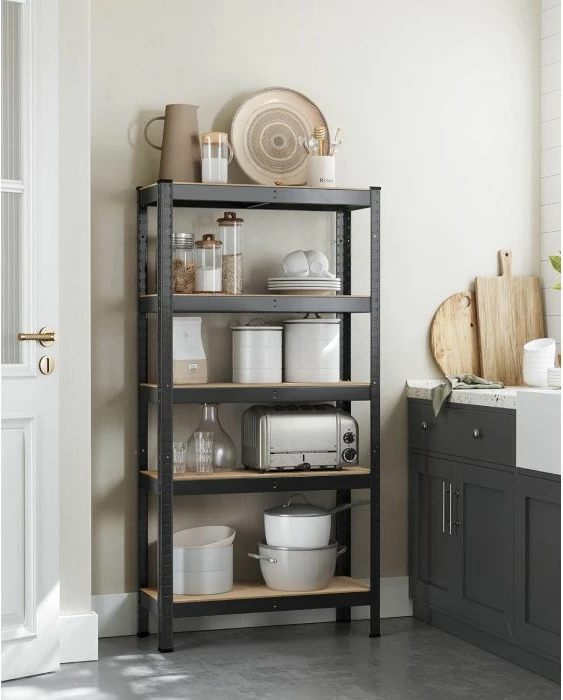 Raft i rëndë SONGMICS GLR030B21 30 x 75 x 150 cm, 5 rafte të rregullueshme, ngarkesë totale 650 kg, i zi