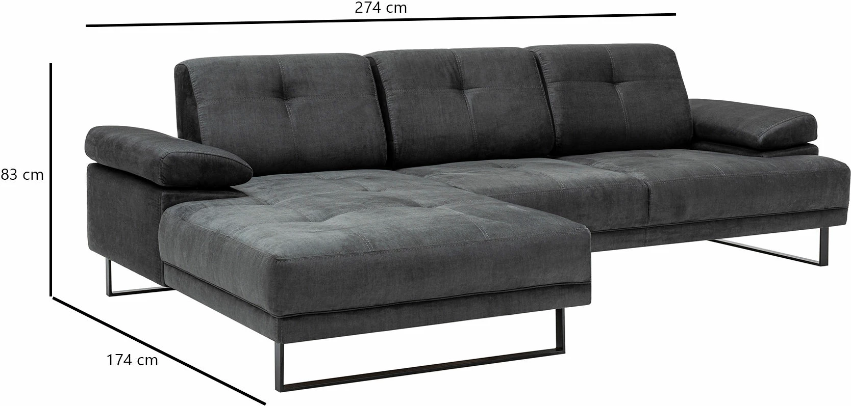 Kënd divan Atelier del Sofa, Mustang Small, kënd i majtë, antracit