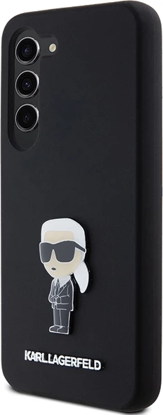 Mbështjellës Karl Lagerfeld Silicone Ikonik Metal Pin për Samsung Galaxy S24, i zi