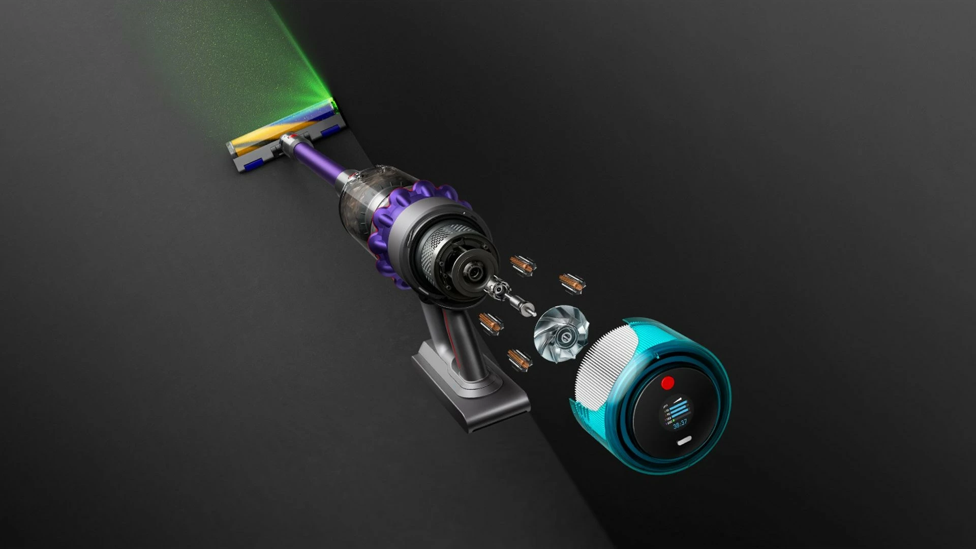 Fshesë me korrent pa kabllo Dyson Gen5Detect Absolute, e kuqe/argjend/turkuaz
