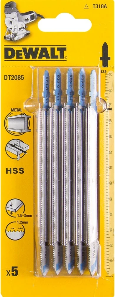 Teh sharrë dekupazhi DeWalt DT2085 132 mm HSS T-shank për metal, 5 copë