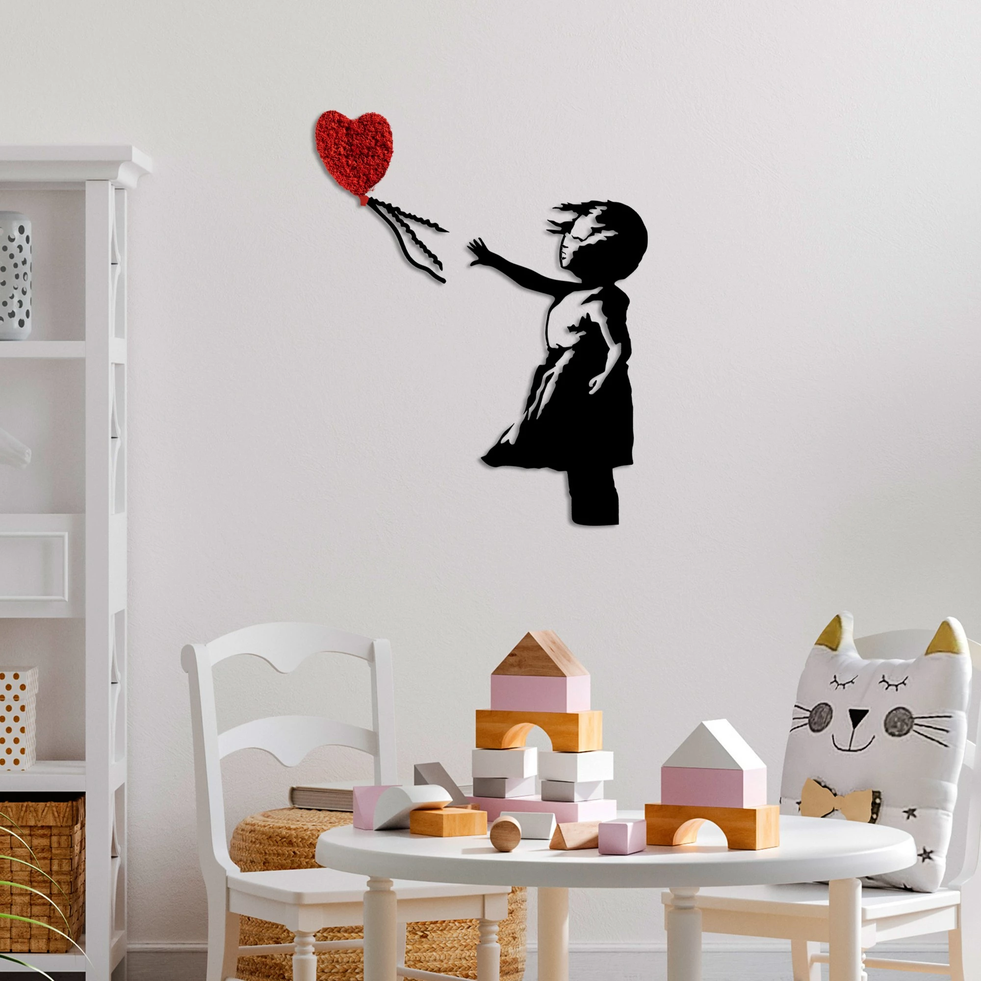 Aksesor dekorativ metalik për mur, Wallity Banksy, 13-1, ngjyrë e kuqe dhe e zezë, 105x85cm