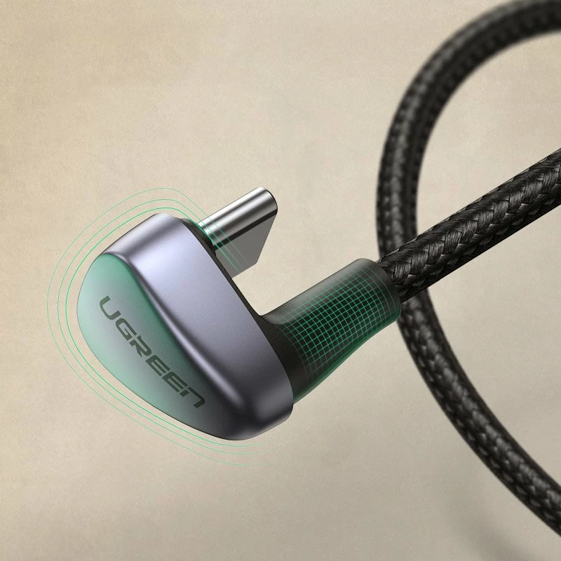 Kabllo Ugreen USB në USB Type-C, 2m, 3A, 18W, kënd 180°, Gri