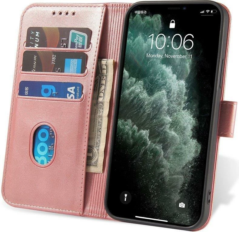Mbështjellës Hurtel Magnet Case me kapak dhe mbajtëse, për Xiaomi Redmi Note 11 Pro+ 5G / 11 Pro 5G / Mi 11i HyperCharge / Poco X4 NFC 5G, Rozë