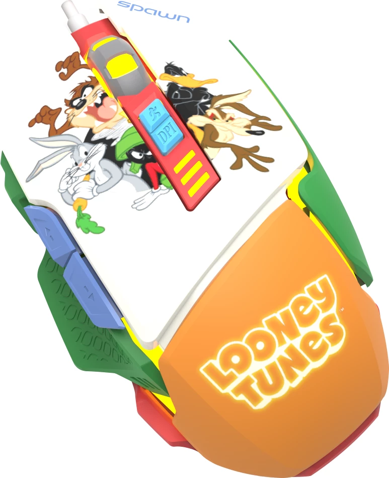 Maus gaming Spawn Looney Tunes RGB, 12800 DPI, 7 butona, USB-A me kabllo të gërshetuar
