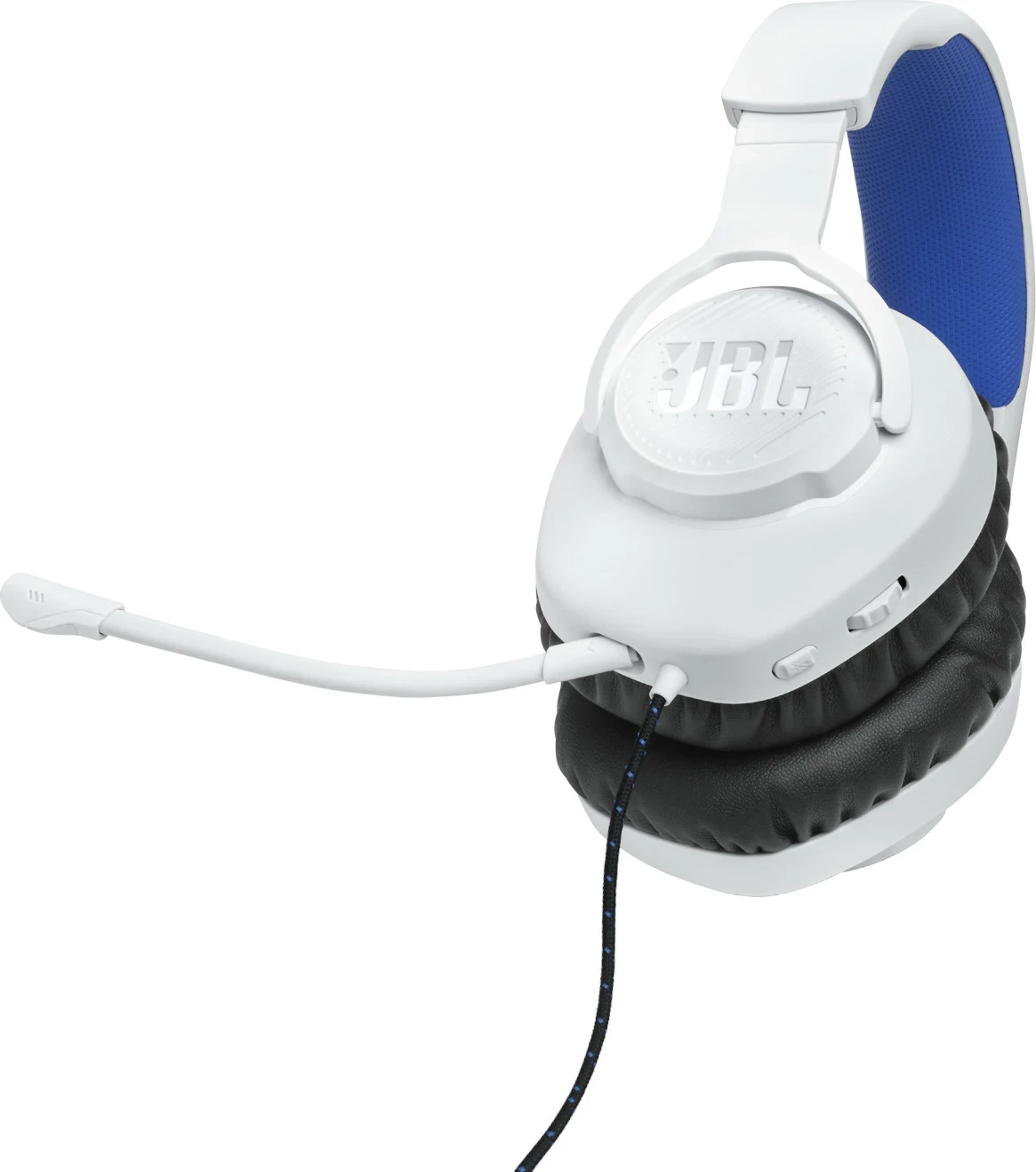 Kufje JBL Quantum 100P PS Edition, me mikrofon të çmontueshëm, over-ear, Bardhë/Kaltër