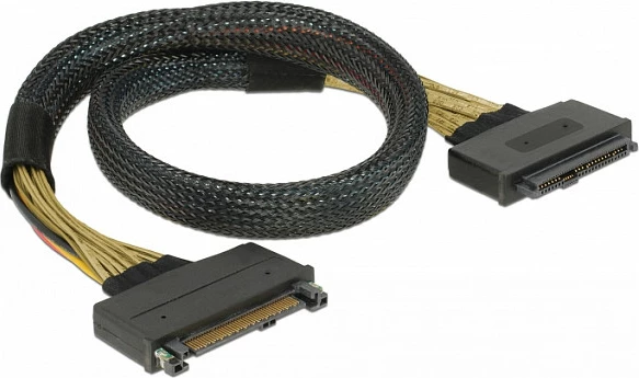 Kabllo zgjeruese U.2 DeLOCK 85738, SFF-8639 Male/Female, 0.5 m, 4 Gbit/s, e zezë