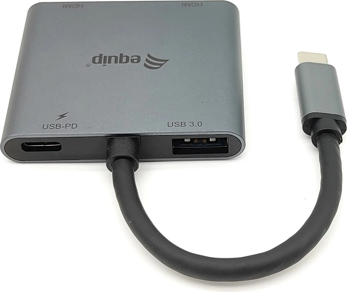 Adapter USB-C 4-në-1 Dual HDMI Equip, 4K Ultra HD, alumini, argjendtë