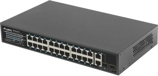 Switch LANBERG Lanberg switch, 24x 100Mb PoE+, 2x Combo, Rack 19" 360W