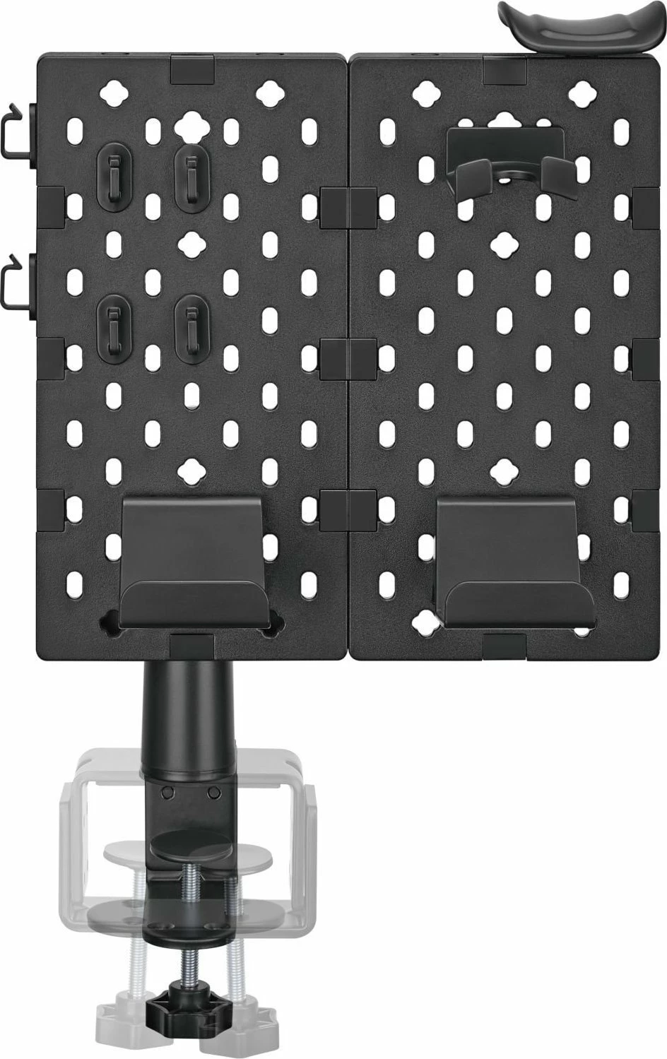 Organizator tavoline me panel të shpuar Mozos OA1, montim me kapëse, ngarkesë 1.5 kg, 180×271×499 mm, i zi, 1 copë