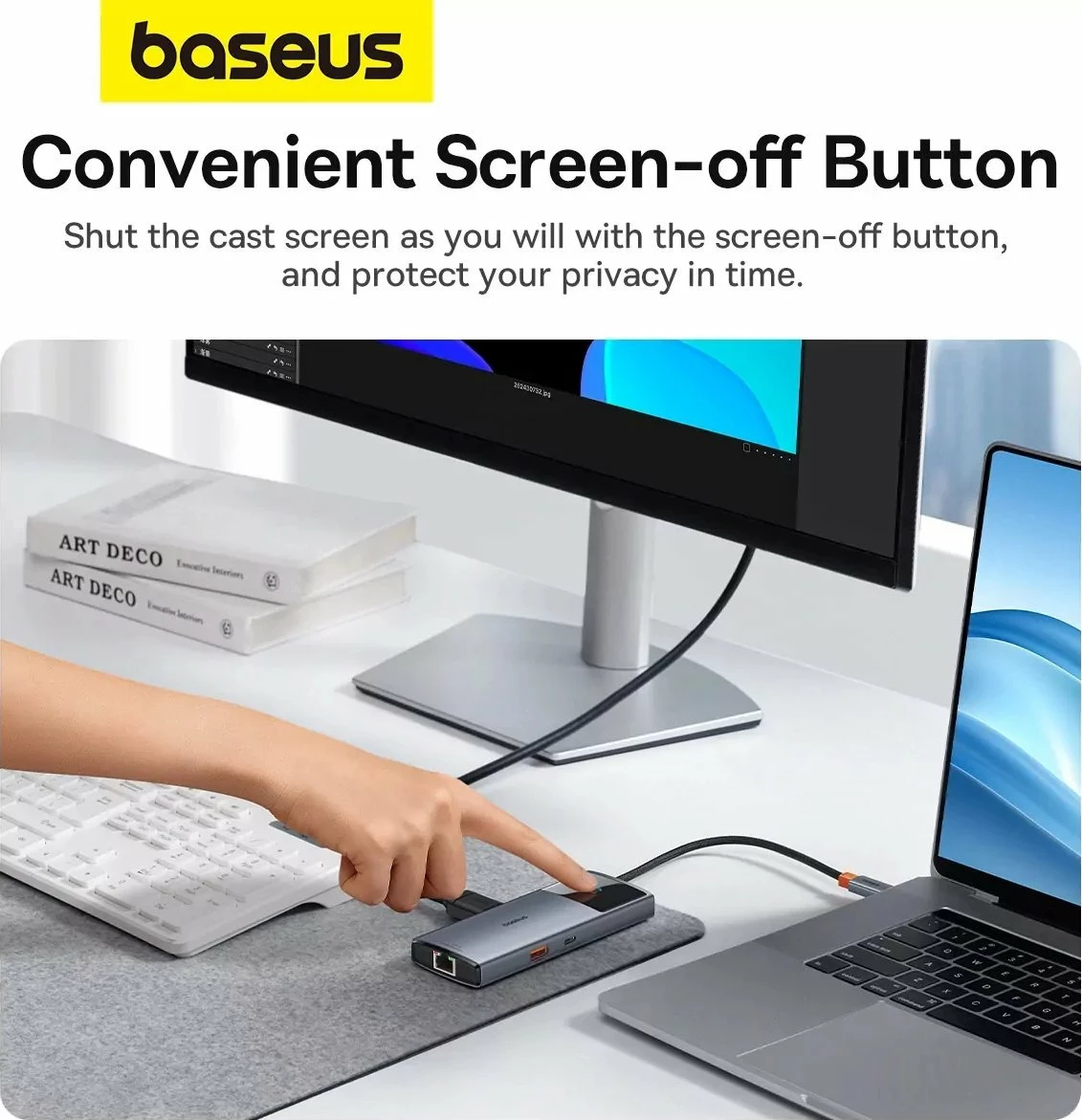 Hub USB Baseus Metal Gleam Series II 6-në-1 USB-C, HDMI 4K@60Hz, RJ-45 1Gbps, USB-C PD 100W, 2x USB-A 3.2 Gen2 10Gbps, gri