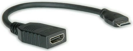 Kabllo HDMI VALUE High Speed me Ethernet, HDMI femër - Mini HDMI mashkull, 0.15m, e zezë