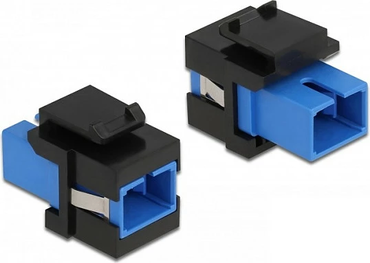 Modul Keystone DeLOCK SC Simplex femër-në-femër, i sheshtë, zi/blu