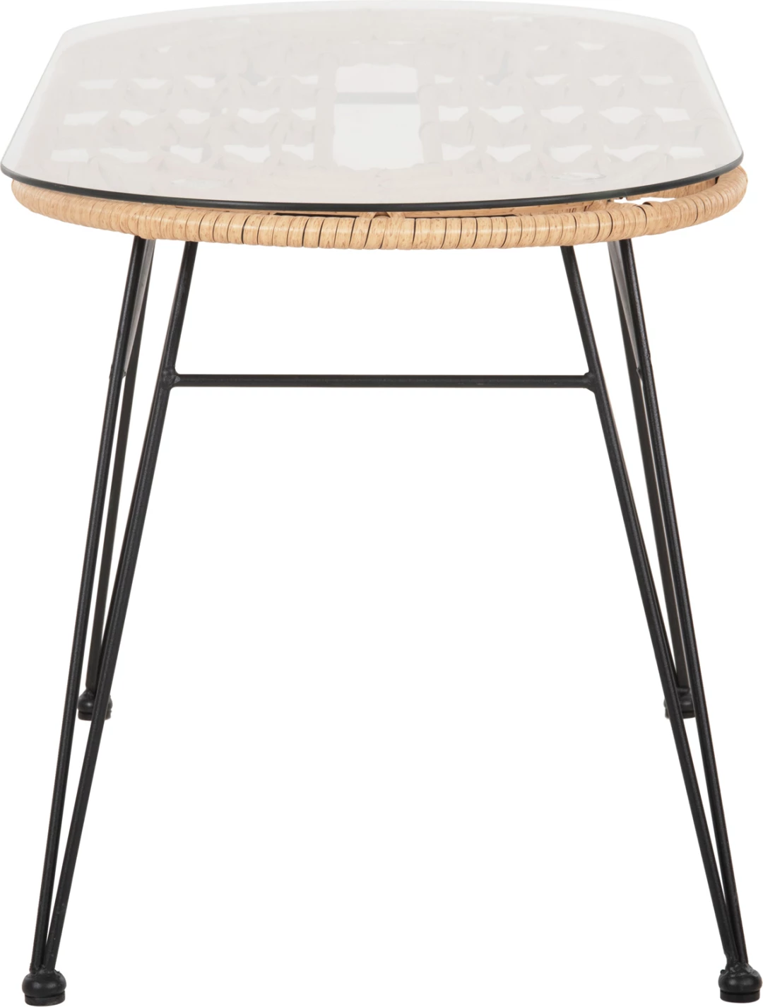 Tavolinë ovale për jashtë ALLEGRA FH5695.11, ngjyrë beix, metal i zi, 100x45x51,5H cm