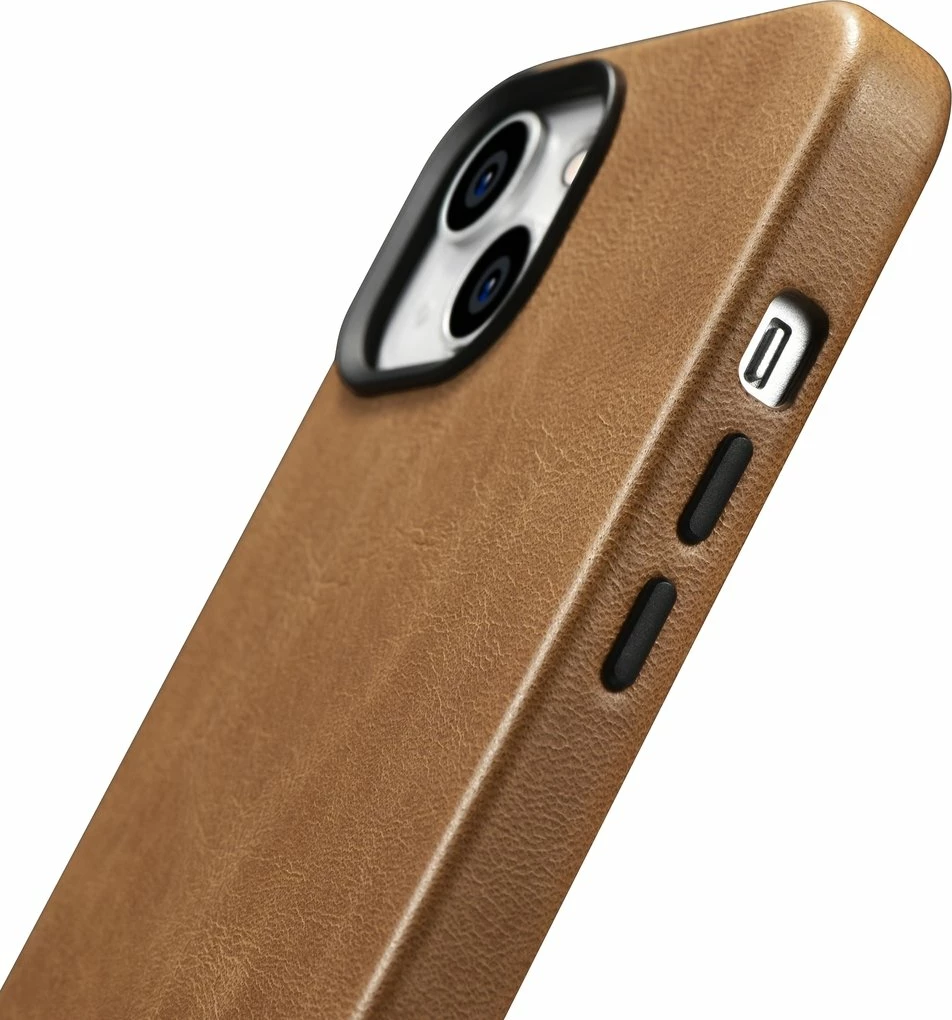 Mbështjellës iCarer Oil Wax Premium Leather Case për iPhone 14 Plus me MagSafe, Kafe