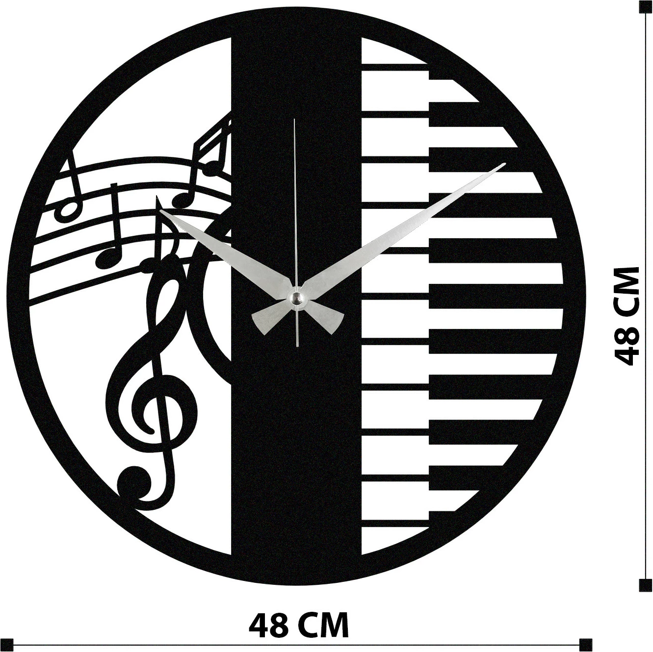 Orë muri dekorative prej metali, Wallity Enzoclock - S008, e zezë, 48x48cm