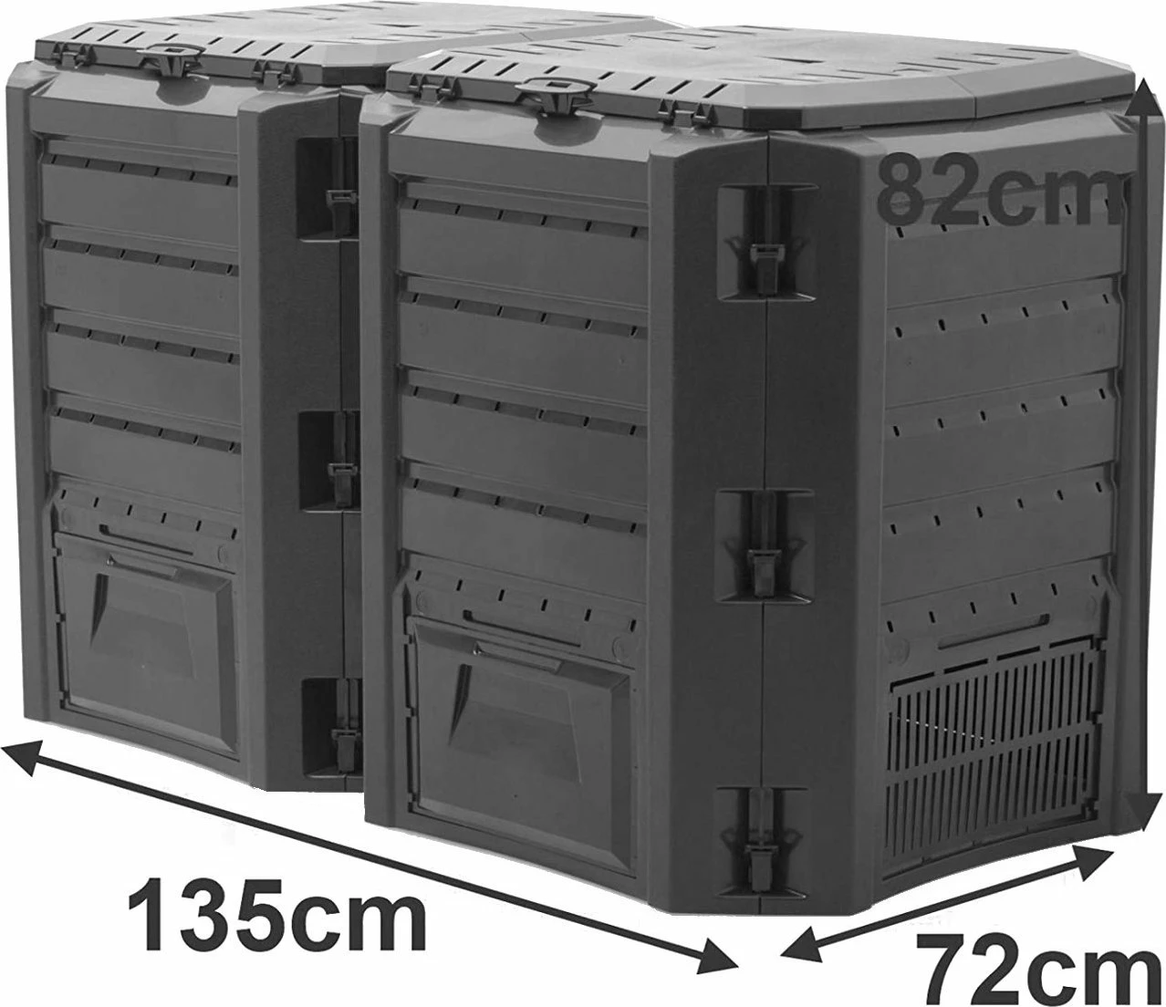 Komposter Prosperplast IKLM-800C 800L modular me dy dhoma, plastikë, set 2 module, i zi