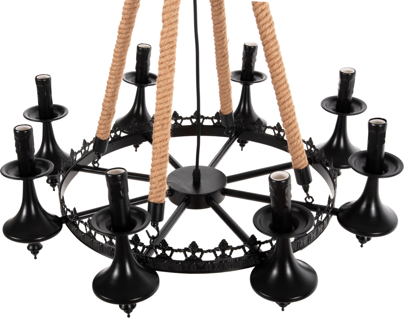 Llambë tavanore me 8 drita, FH4169, metal i zi, Φ66x131H cm