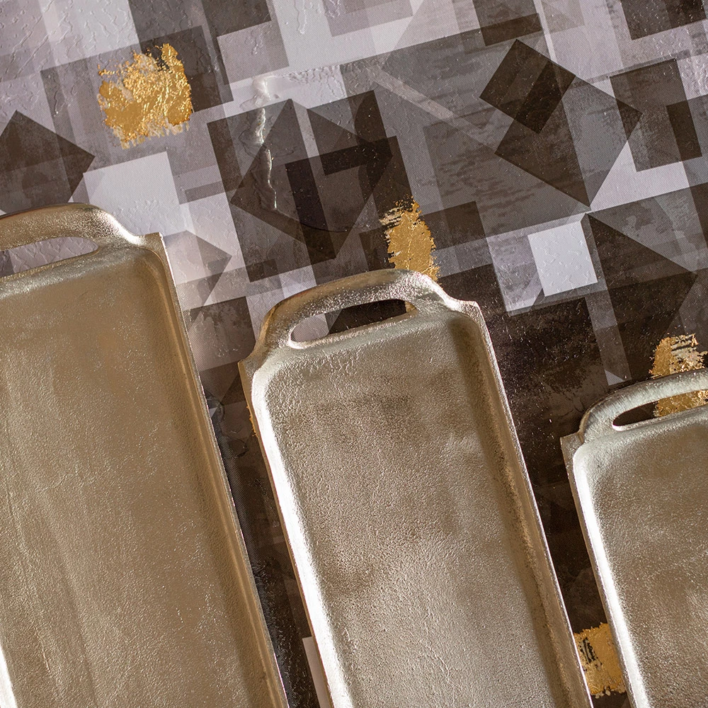 Tabaka dekorative ADORO, alumin, argjend, 53x15x4cm