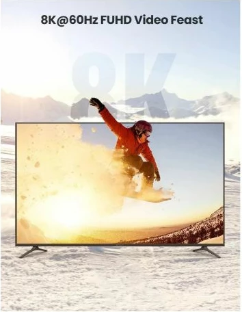 Kabllo HDMI, UGREEN, 70319, 1m, HDMI 2.1, 8K@60Hz, 4K@120Hz, 48Gbps, Ultra High Speed, eARC, e zezë/gri, në kuti