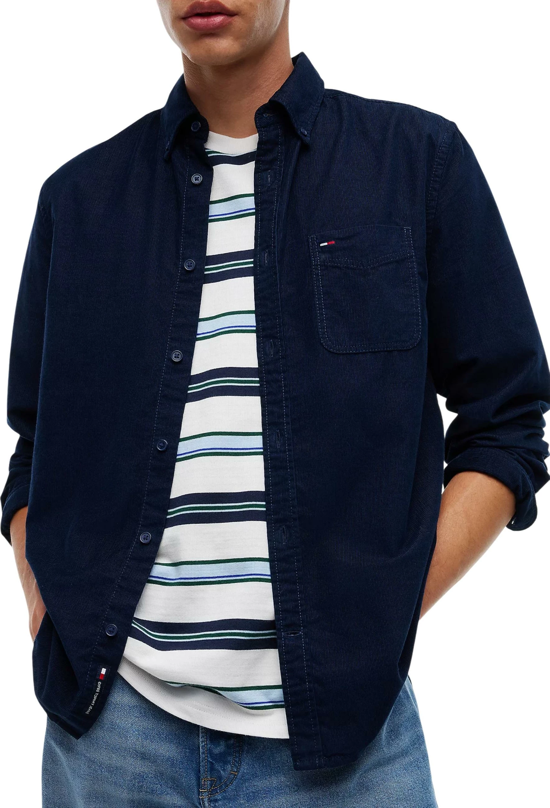 Këmishë me mëngë të gjata për meshkuj Tommy Hilfiger Jeans DM0DM23517, blu e errët [Madhësia: XXL]