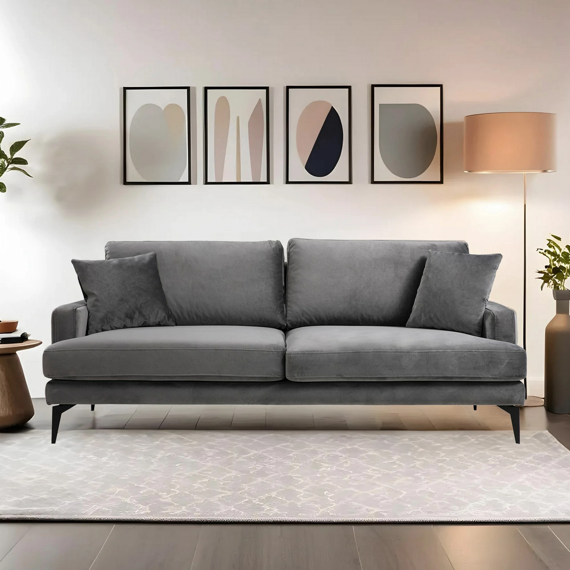 Divan treshe, ngjyrë gri, Atelier del Sofa, Papira 3 vendesh