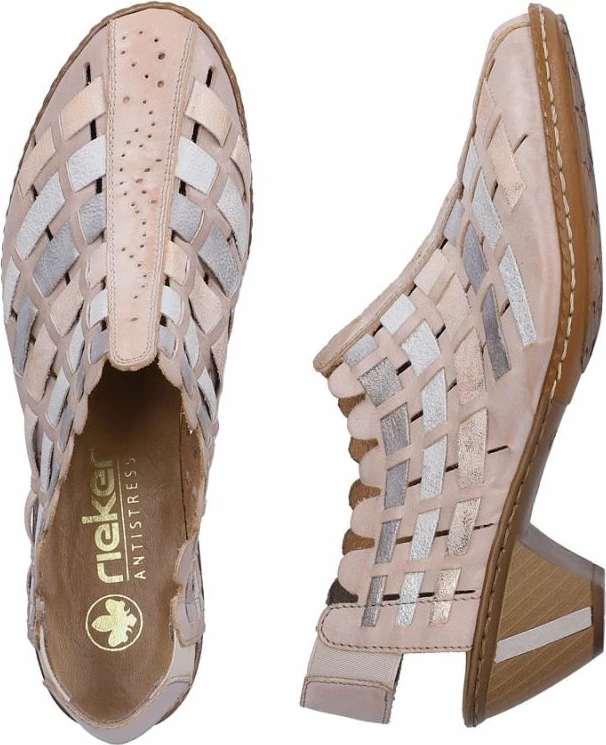 Këpucë me take për femra Rieker 46778-64, krem