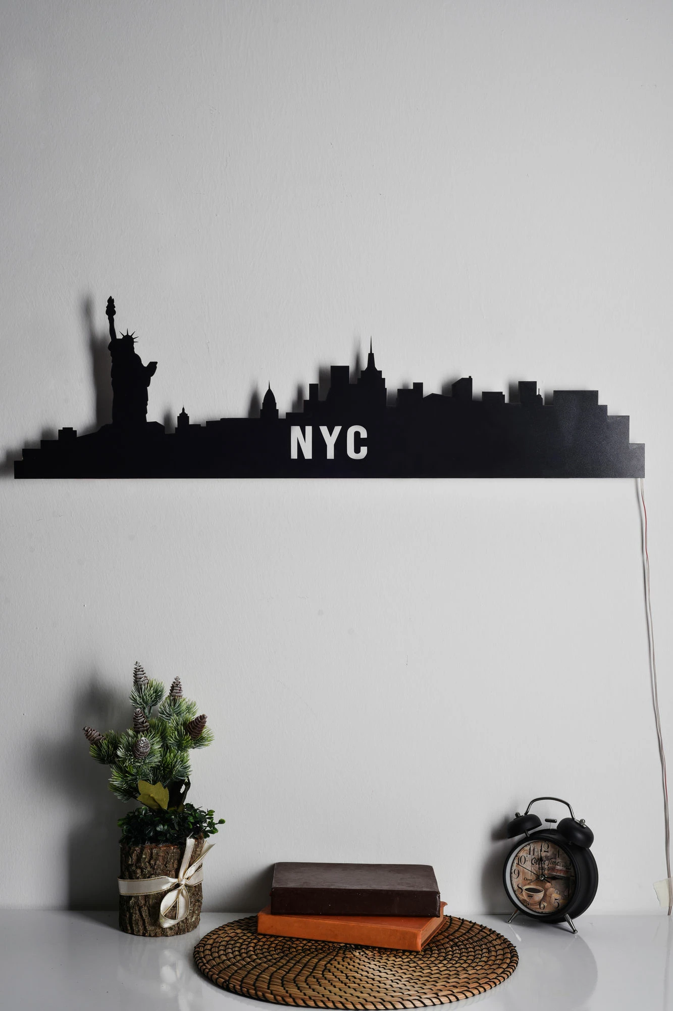 Ndriçim dekorativ LED, siluetë NYC, ngjyrë e kaltër