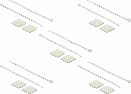 Mbajtëse kabllosh DeLOCK 30x30mm me lidhëse kabllosh 200x4.8mm, 10 copë, e bardhë