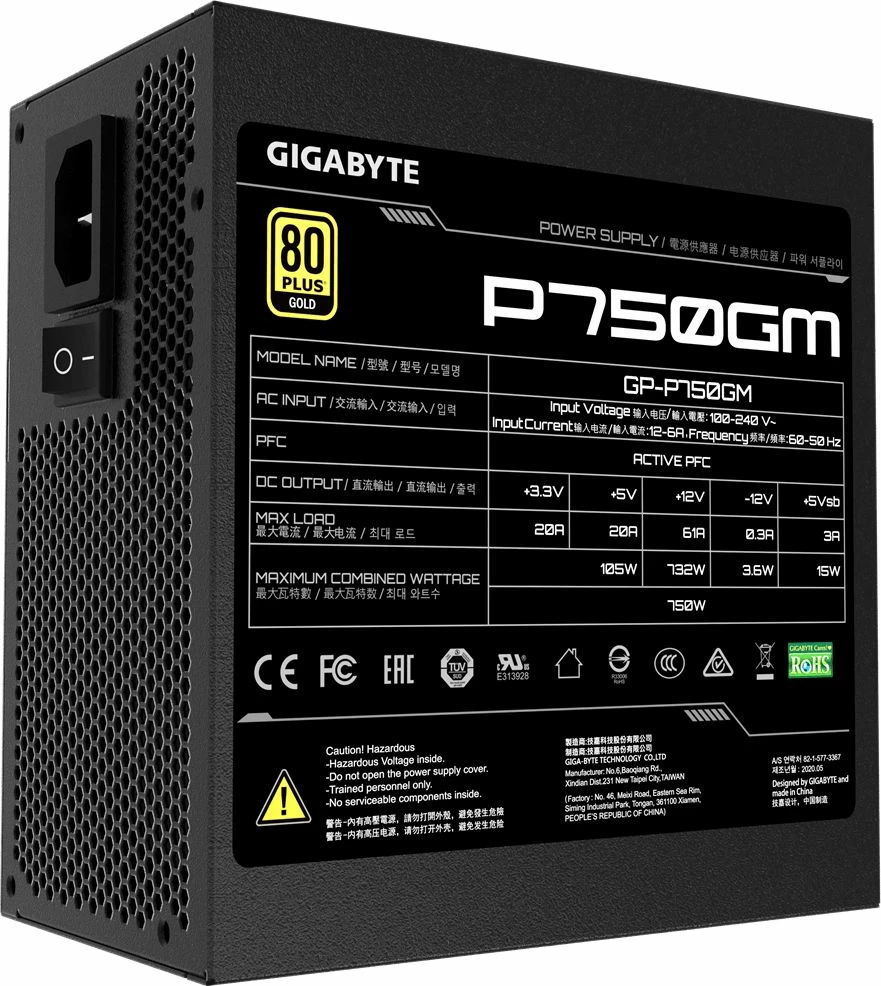 Furnizues rryme Gigabyte P750GM 750W 80 Plus Gold, i zi