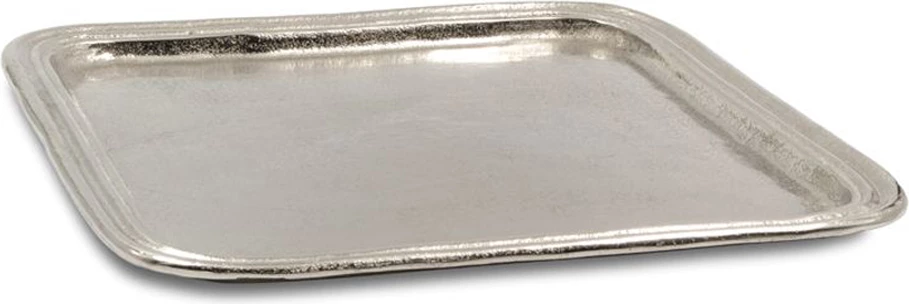 Tabaka dekorative me buzë, alumin, argjend, 44x44x2.5cm