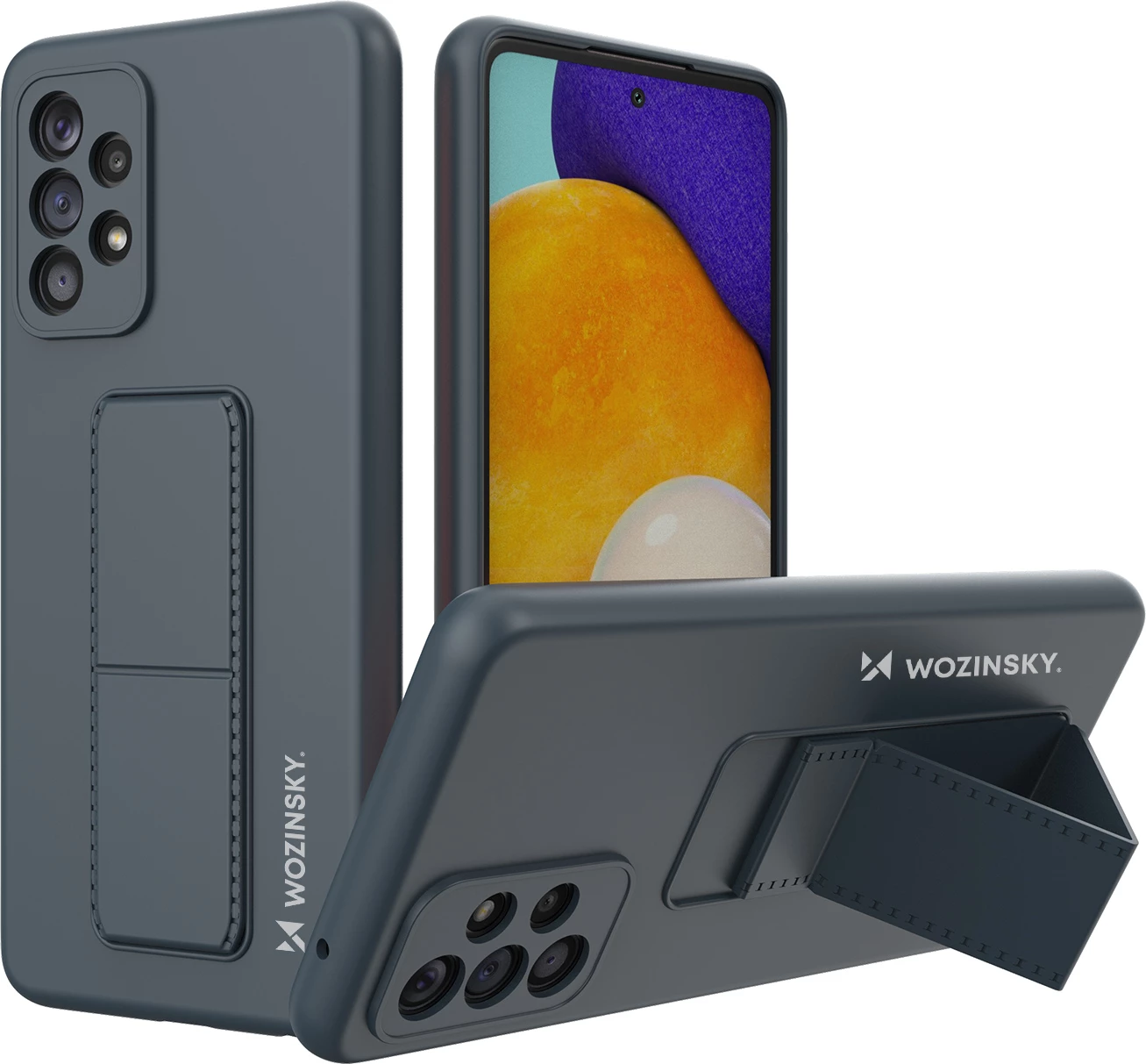 Mbështjellës Wozinsky Kickstand Case për Samsung Galaxy A73, silikon, blu e errët