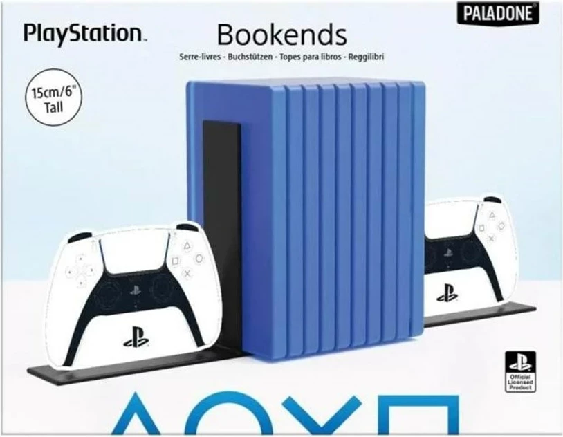 Mbajtëse librash Paladone PlayStation, PVC, 16.3 x 21.3 x 9.5 cm, set 2 copë, blu/bardhë