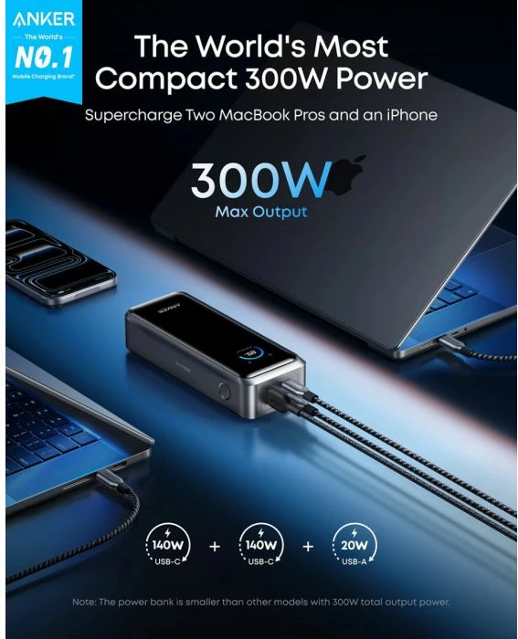 Powerbank Anker Prime 26,250 mAh 300W, gri