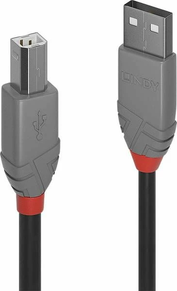 Kablë USB Lindy Anthra Line 36677, USB-A në USB-B, 10 m, USB 2.0, gri