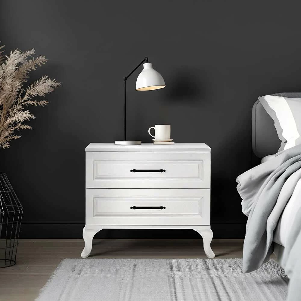 Komodinë nate Skye Decor, Kmd-1002-Dd-1, ngjyrë e bardhë