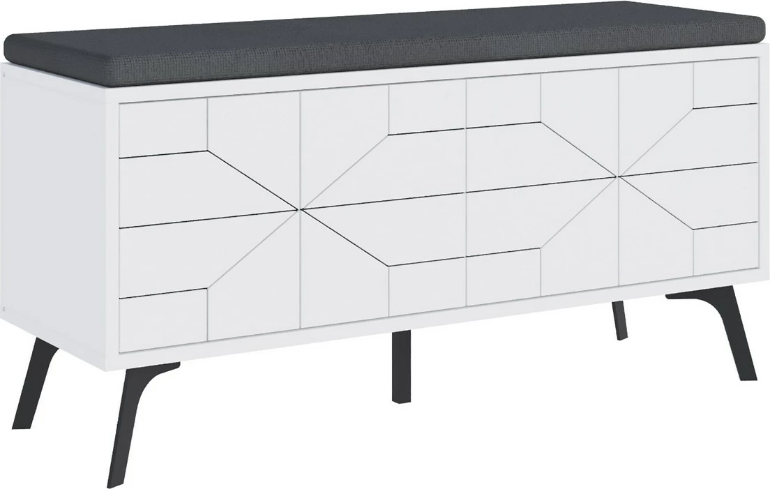 Dollap këpucësh Skye Decor, me ulëse, ngjyrë e bardhë