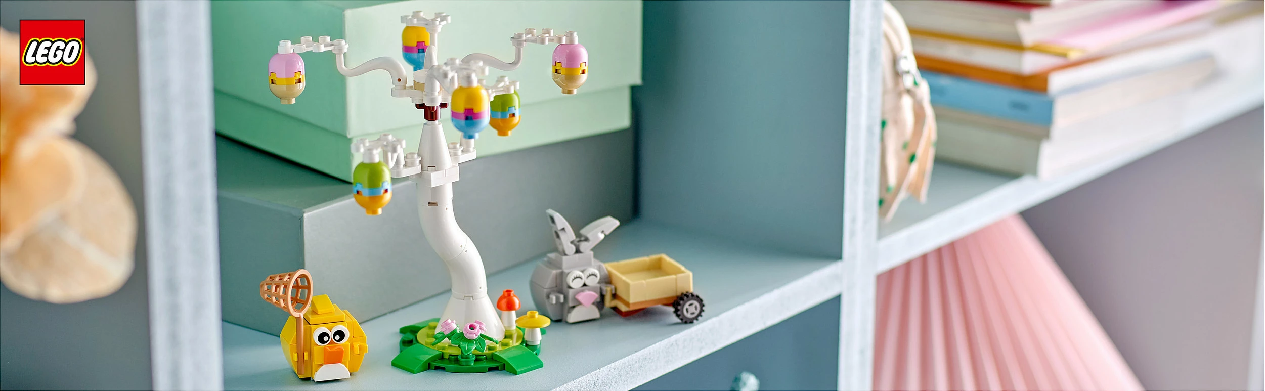 Set ndërtimi LEGO Iconic 40808 Easter Bunny and Chick Egg Hunt, 140 pjesë, 8+, multikolor