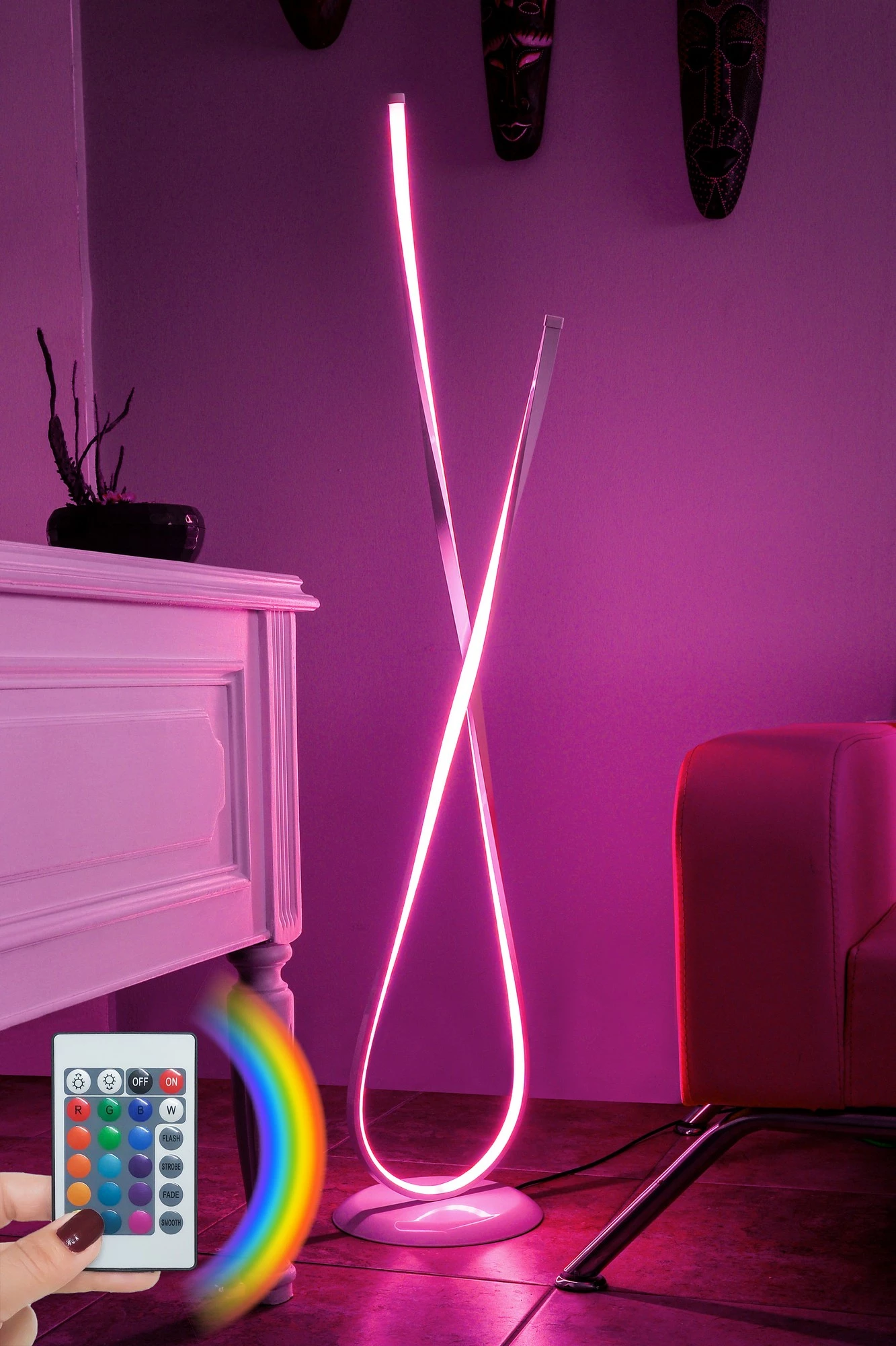 Llambë dyshemeje Opviq Van Gogh, e bardhë, shumëngjyrëshe