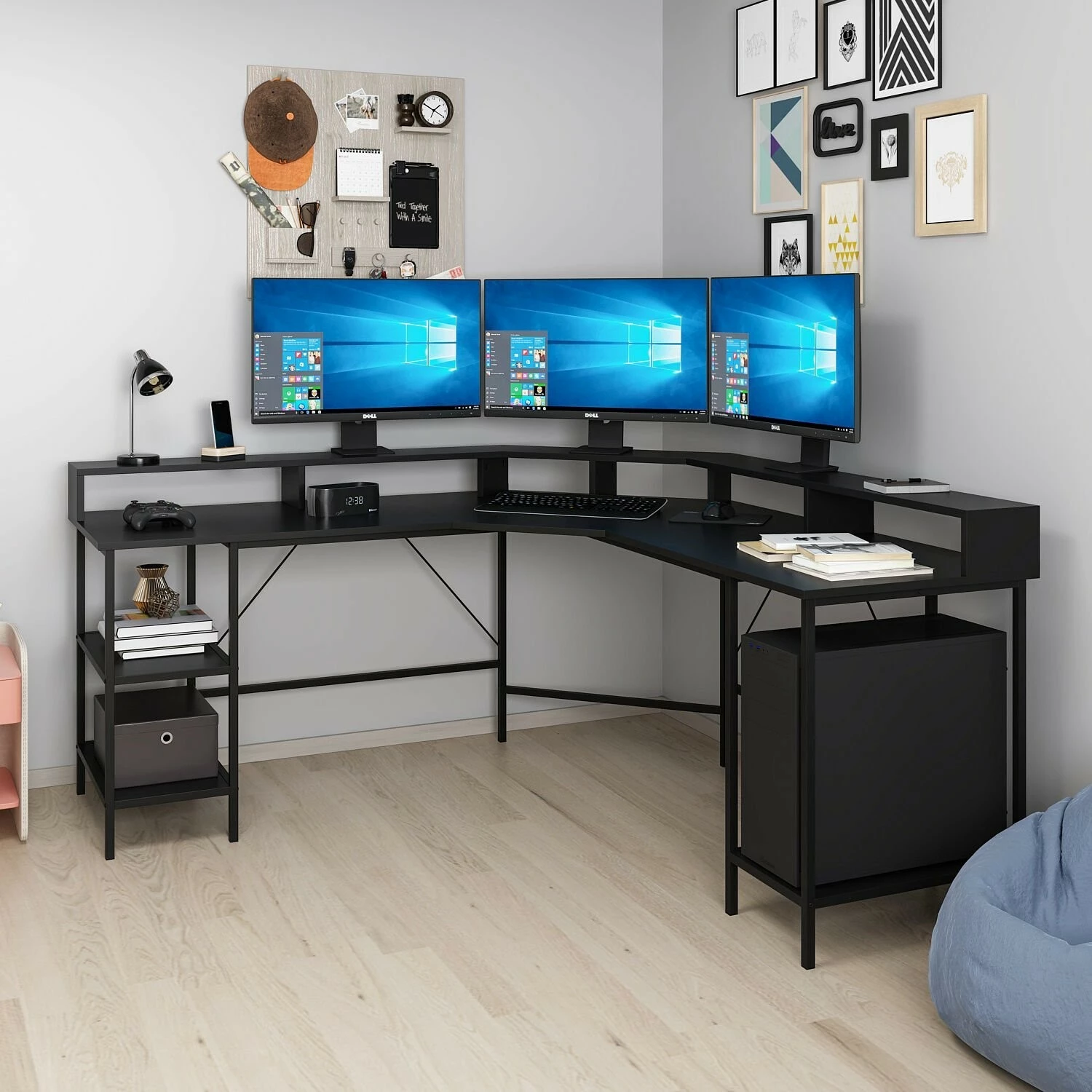 Tavolinë pune për studim, ngjyrë e zezë, Skye Decor, Power