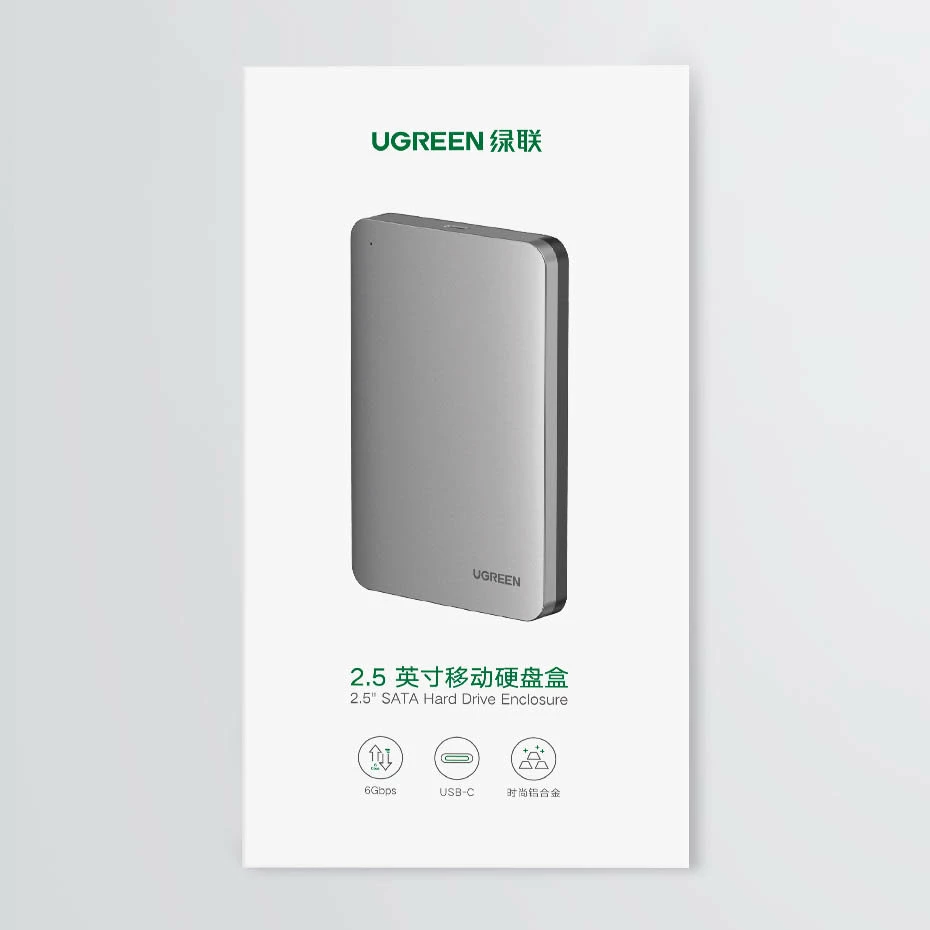 Kasë Ugreen CM300 70498 për hard disk 2.5'' SATA 3.0, USB-C/USB-A, 0.5m, Gri