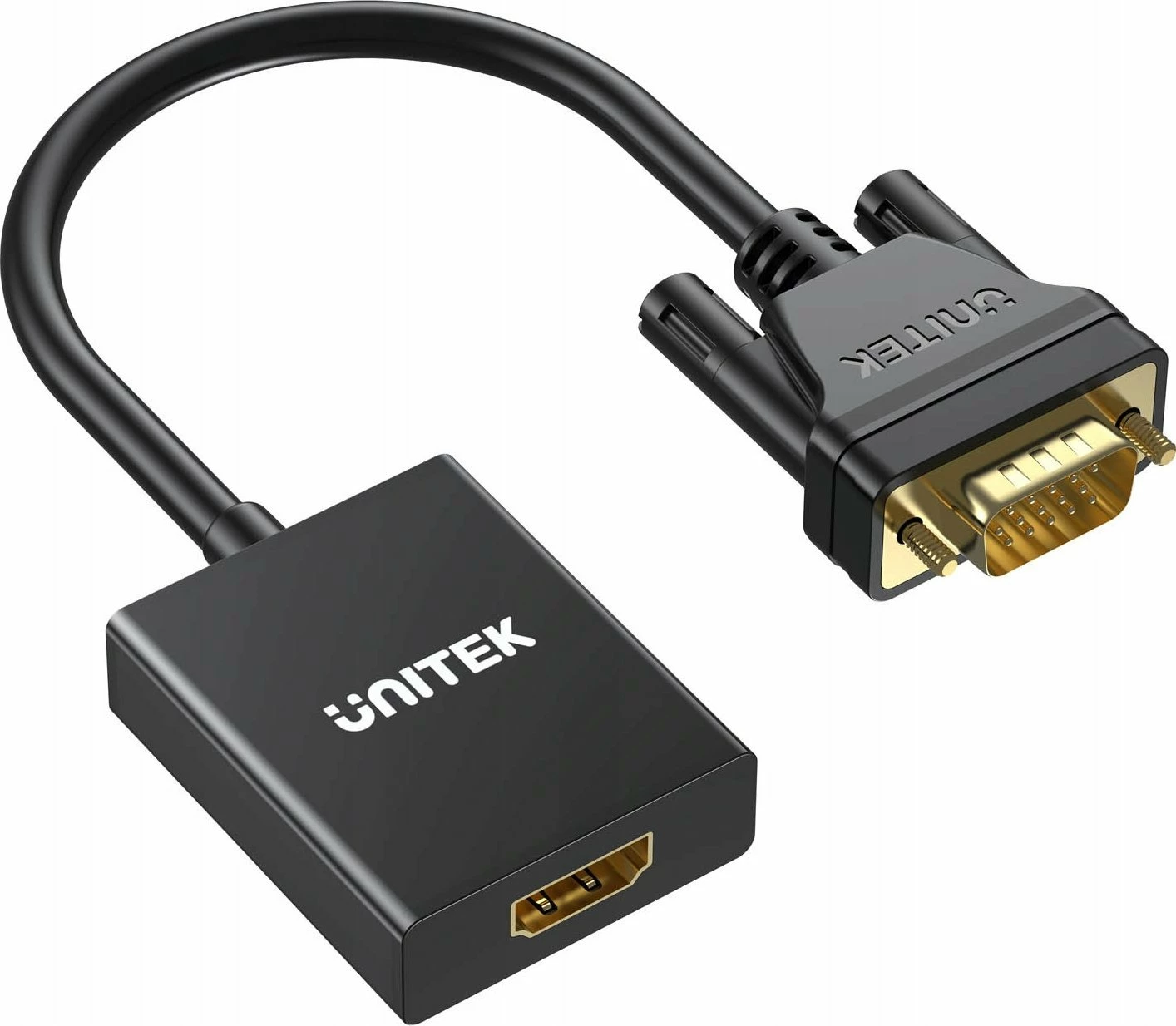 Adapter VGA në HDMI Unitek V1112ABK01 Full HD 1080p 60Hz 15cm me audio 3.5mm, i zi, set me kabllo