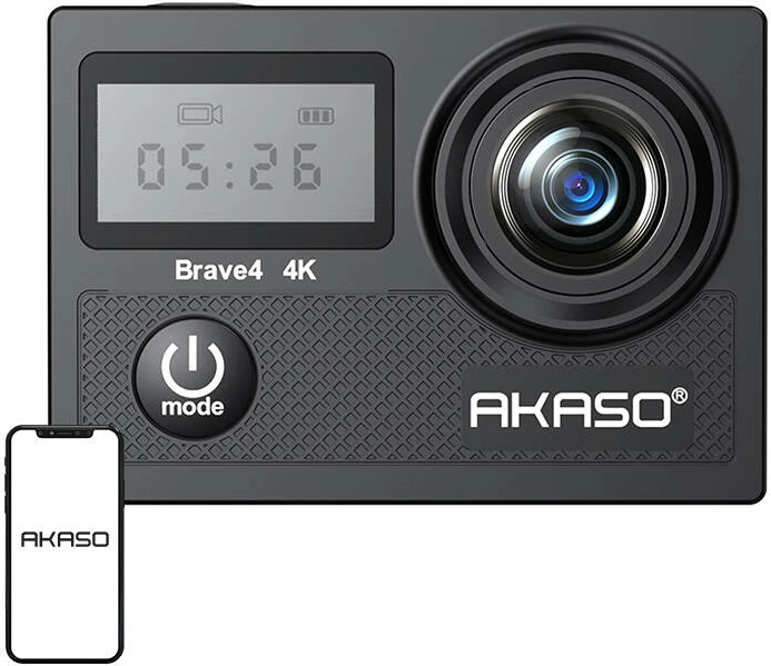 Kamerë sportive Akaso Brave 4, 4K, kënd 170°, 20MP, e zezë, set me aksesorë