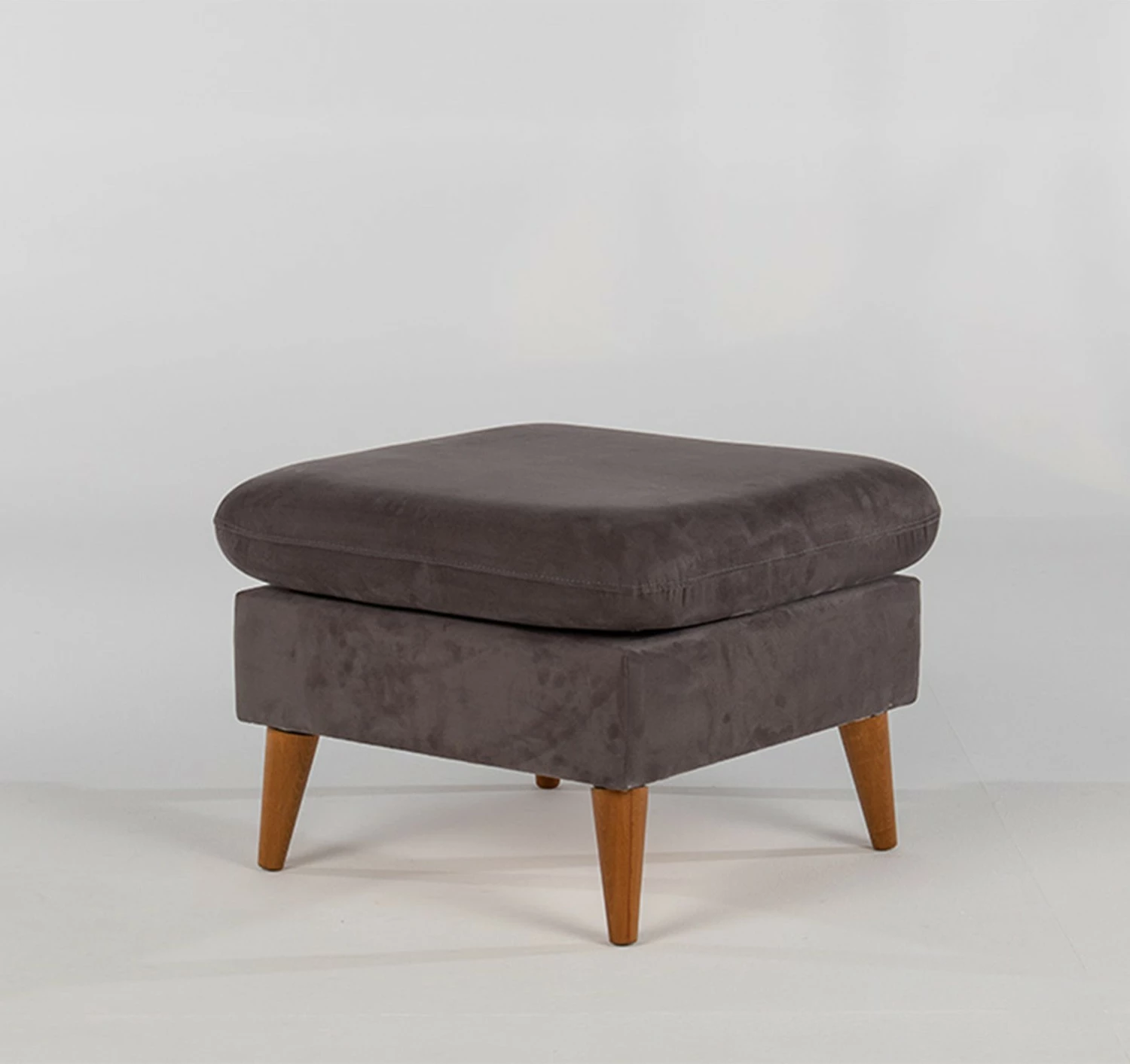 Puf Sofia, anthracite, këmbë druri, 63x48x63cm
