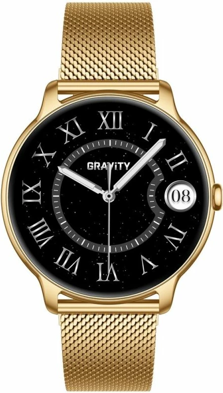 Smartwatch Gravity GT31-1 për femra, rrip i artë + byzylyk, rozë dhe i artë, set